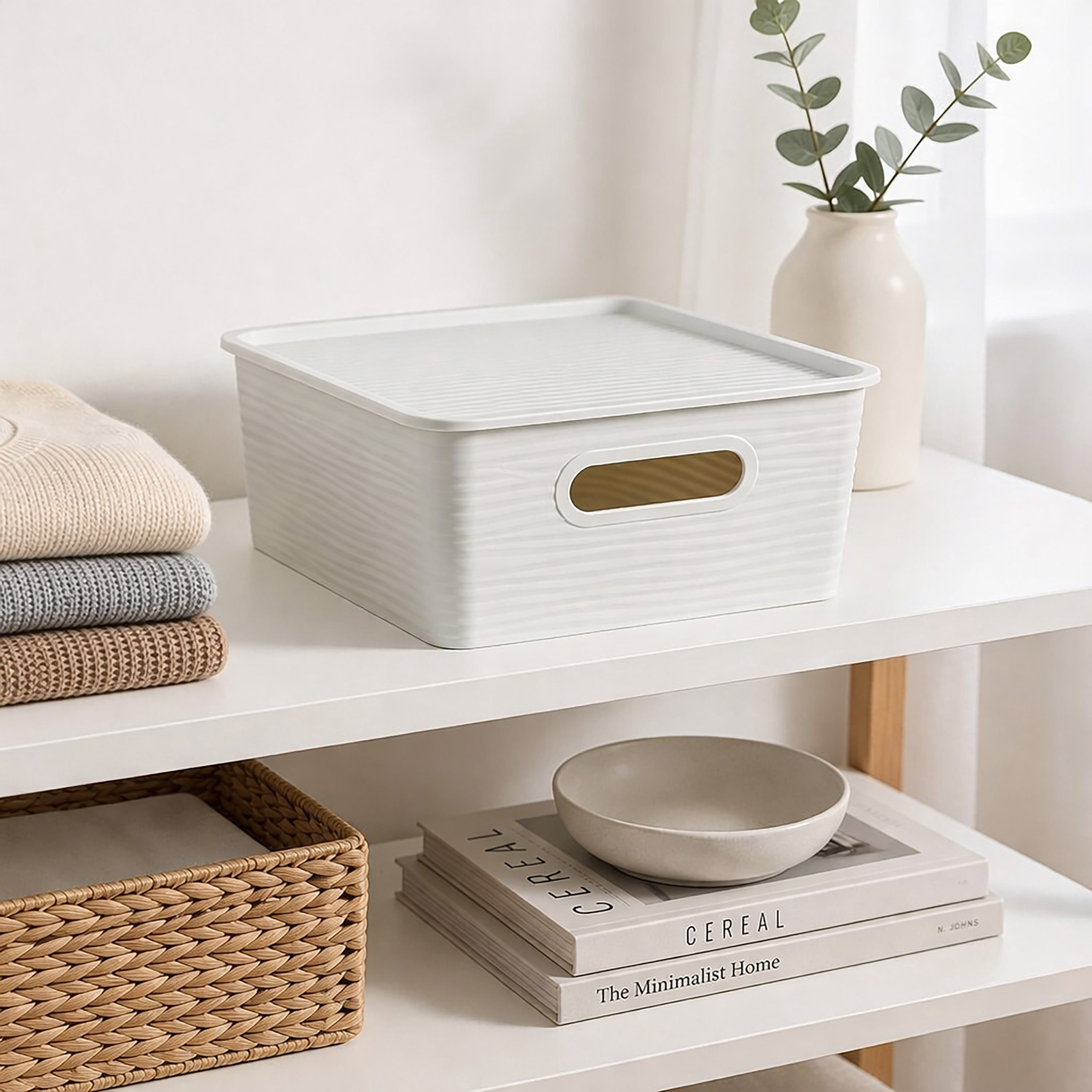 Simplify Medium Wave Pattern Storage Box in Grey