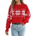thumbnail image 4 of KHONTS Sweater Christmas for Women Turtleneck Long Sleeve Knit Sweaters Casual Loose Holiday Jumper Tops Winter Outfits B-Red L, 4 of 4