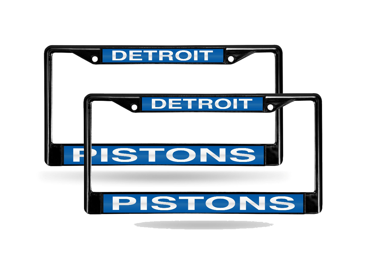 Detroit NBA Pistons Black Metal (Set of 2) Laser Cut License Plate Frames