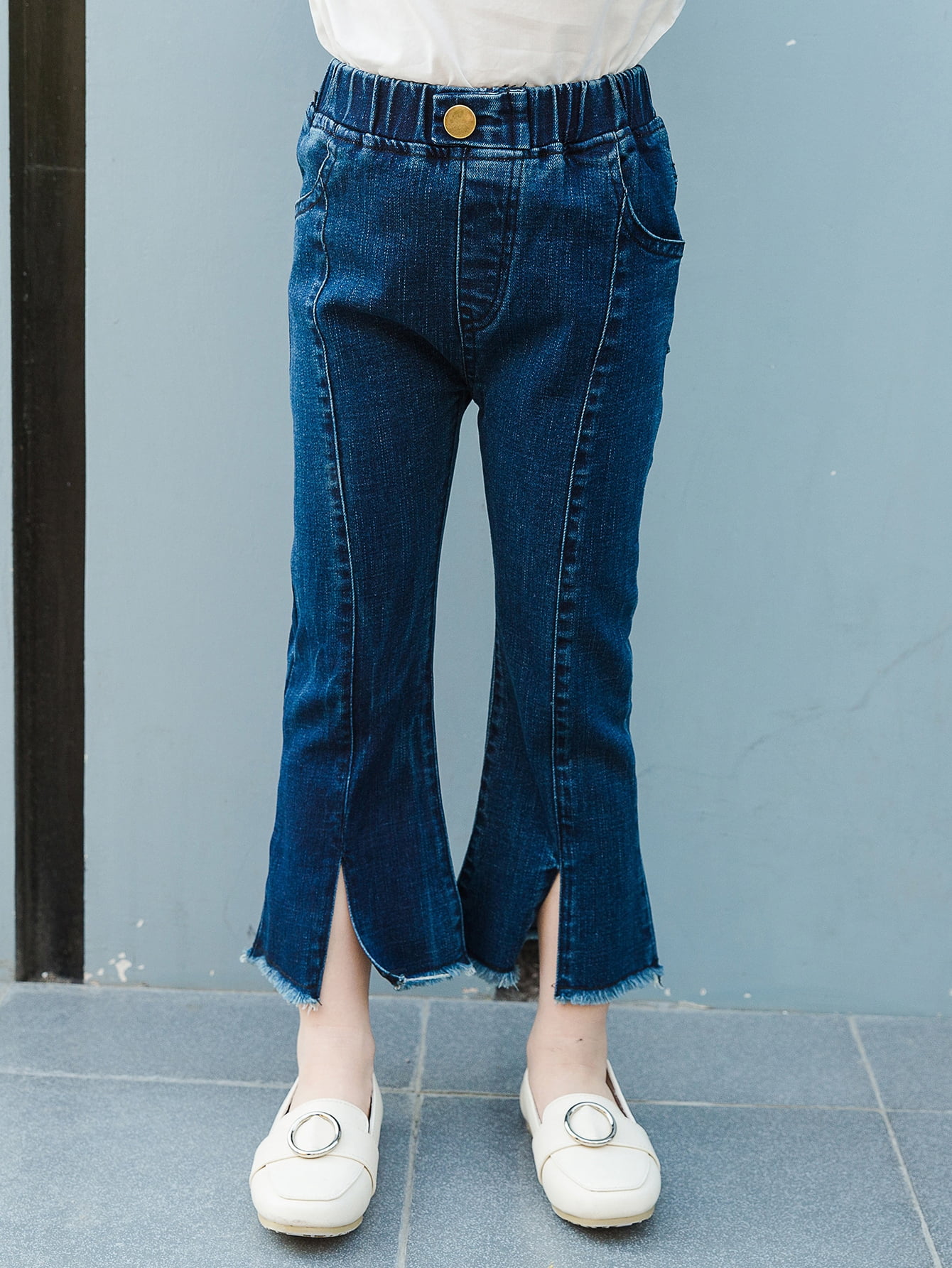 Toddler Girls Raw Cut Split Hem Flare 