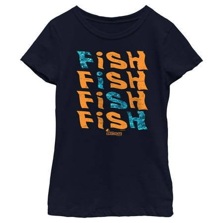 Girl s Mossy Oak Fish Text Stack Graphic Tee Navy Blue Medium