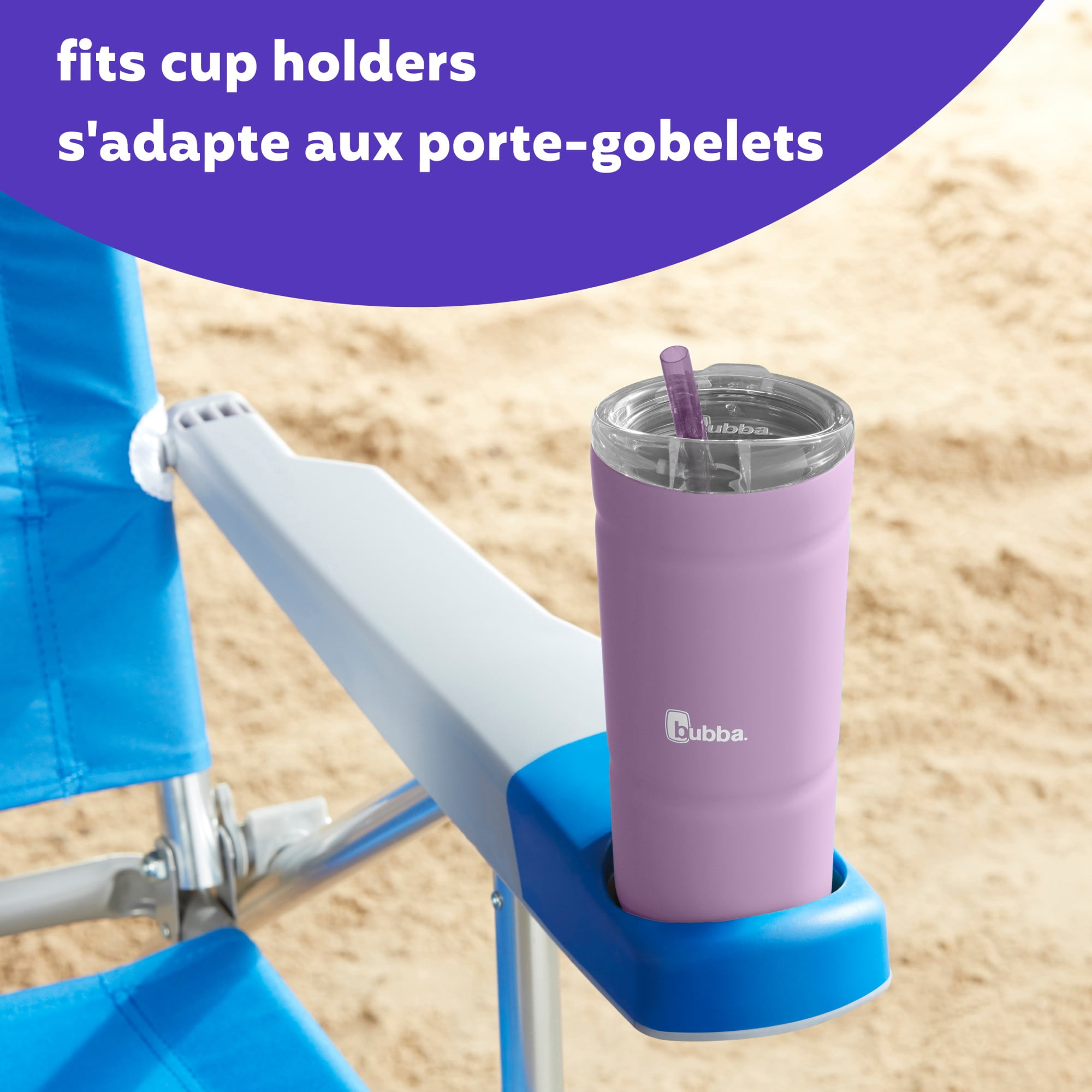 bubba Envy S Tumbler, Insulated Stainless Steel Water Bottle with Straw Lid, Lavender Frost, 24 oz (709 ml)