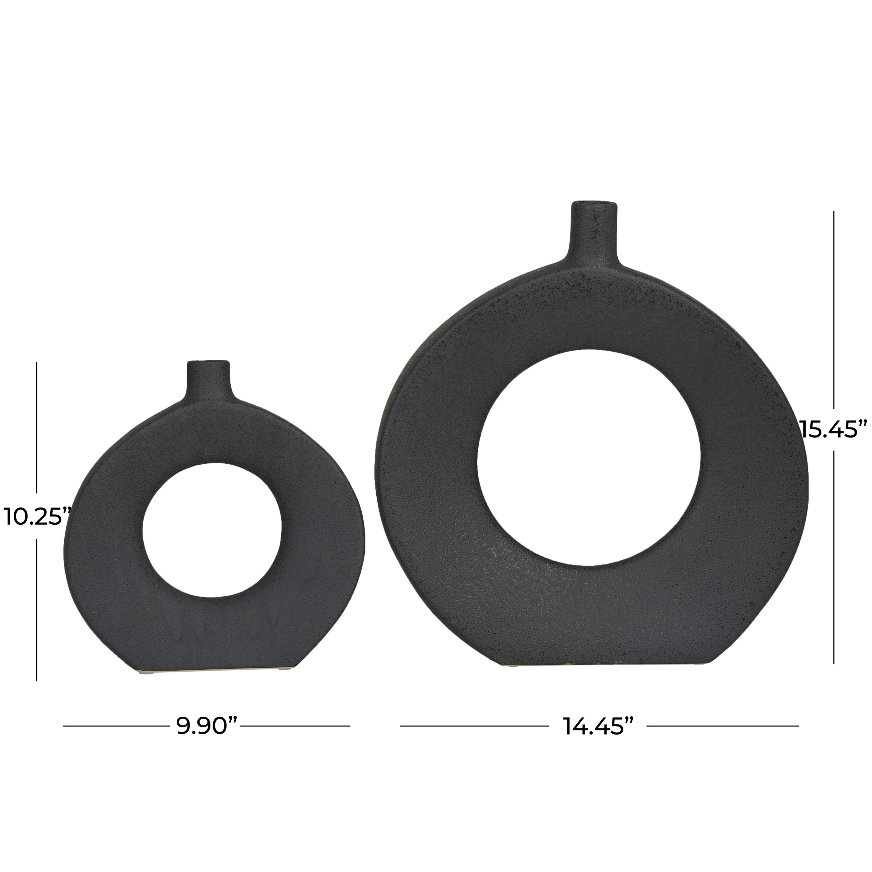 CosmoLiving by Cosmopolitan 10", 15"H Ceramic Modern Vase, Black, 2-Piece