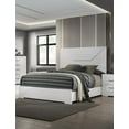 thumbnail image 5 of Queen Bed Frame - White High Gloss Finish with LED Headboard, Modern Bedroom Furniture, Engineered Wood & Metal, 61"W x 81"D, Box Spring Required., 5 of 10