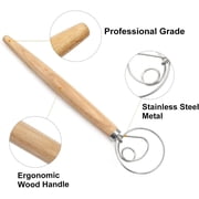 WLGJL 11.8 Inches Wood Rolling Pin Dough Roller, Wooden Rolling Pin for Baking Pasta Fondant， Baking Company Baker’s Dough Whisk, Single-Loop, 2pack