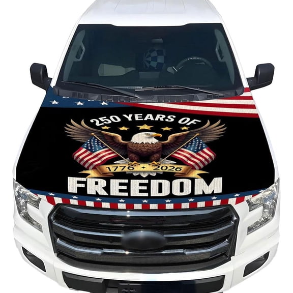 American Flag Car Hood Cover for SUV Trucks Van, Universal Stretch Fabric All Season Protection Car Hood Cover Protector