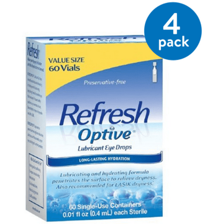 Pet Vision Eye Drops - (4 Pack) Refresh Optive Lubricant Eye Drops 60-0.01 fl. oz. Tubes