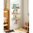 thumbnail image 3 of Nursery Floating Shelves for Wall, Set of 3 Book Shelves Natural Wood Wall Mounted Organizer with Towel Bar Hanging Bookshelves Nursery Decor for Kids Room, Bedroom and Kitchen, 3 of 8