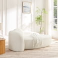 thumbnail image 2 of Newest Modern Oval Single Lazy Sofa Chair, Beige Bouclé Fabric with Integrated Backrest, Side Armrest & Pillow, Space-Saving, 2 of 11