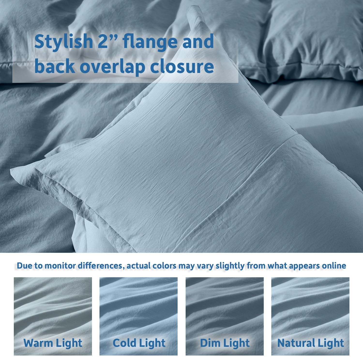LammaLoe Duvet Cover California King Size, Soft Prewashed 3-Piece Duvet Cover Bedding Set with Pillow Shams, Stone Blue