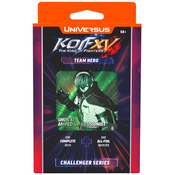 UniVersus: The King of Fighters XV: Challenger Series - Team Hero - Deck-Building Battle Card Game, Ready To Play Characters, Foil Booster Pack, CCG