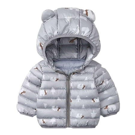 

Verugu Toddler Baby Girls Boys Winter Coat Thicken Warm Jackets Baby Hooded Snow Outwear Coat Kids Coat Thick Coat Padded Winter Jacket Down Jacket Gray 6-8 Months