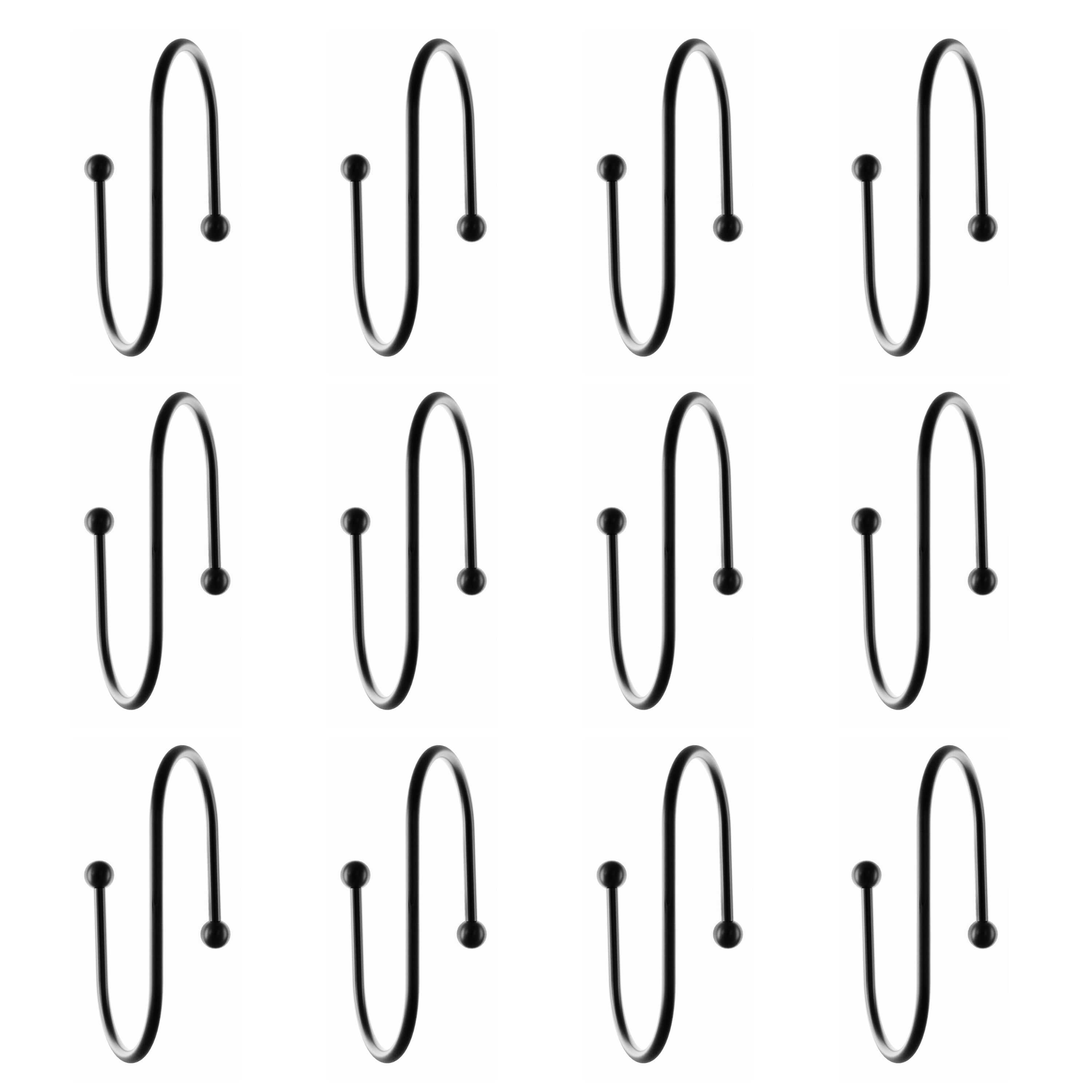 Crochets décoratifs en spirale pour rideau de douche Mainstays, noir Ensemble de 12