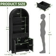 thumbnail image 3 of Uforic 71 " Tall Bookshelf with Storage, Wooden Arched Bookcase with 2 Drawers and Shelves for Living Room, Black, 3 of 8