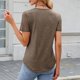 thumbnail image 3 of Blusas para Mujeres Casual Manga Corta Cuello Redondo Encaje Empalme Blusa 95% Poliéster 5% Spandex, Nuevo Color Sólido Superior para el Uso Diario, 3 of 8