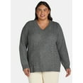thumbnail image 2 of Terra & Sky Women's Plus V Neck Cable Beaded Sweater, Sizes 0X-5X, 2 of 5