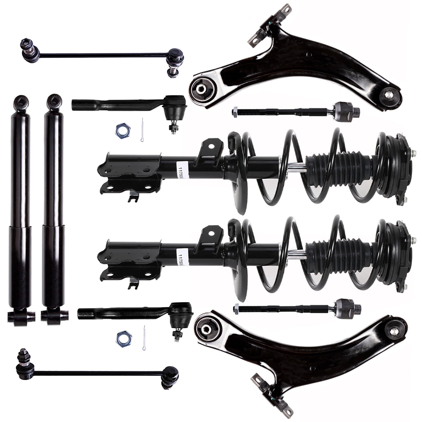ECCPP 12PCS Front Complete Struts Assembly Control Arm Rear Shock Absorber Stabilizer Bar Link Tie Rod End for Nissan Rogue 2008-2011