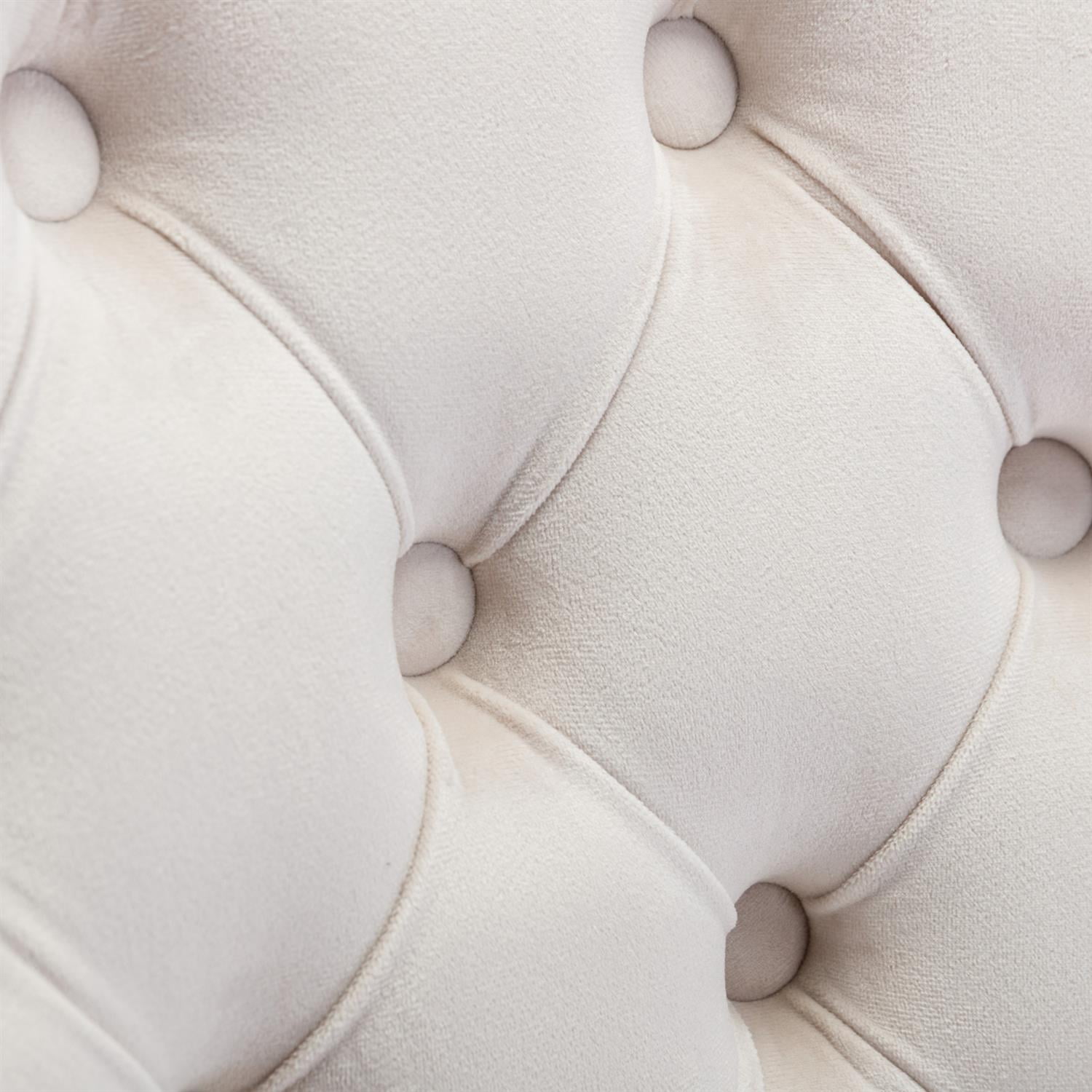 Demi Bonn 38" Tufted Button Velvet Upholstered Desk Chair with Adjustable Swivel, Metal Base for Home Office, Study, Beige