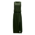 thumbnail image 6 of Baqcunre Women's Summer Sleeveless Round Neck Maxi Dresses Solid Color fork Opening Dress Long Dresses for Women Womens Dresses Casual Dresses for Women Holiday Dresses for Women,Army Green,L, 6 of 6