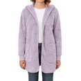 thumbnail image 6 of Wutalume Women's Fashionable Solid Color Long Sleeved Plush Jacket, Casual Hooded Warm Cardigan Jacket with Pockets, Soft Interior, Perfect for Daily Use and Travel,Purple XL, 6 of 6
