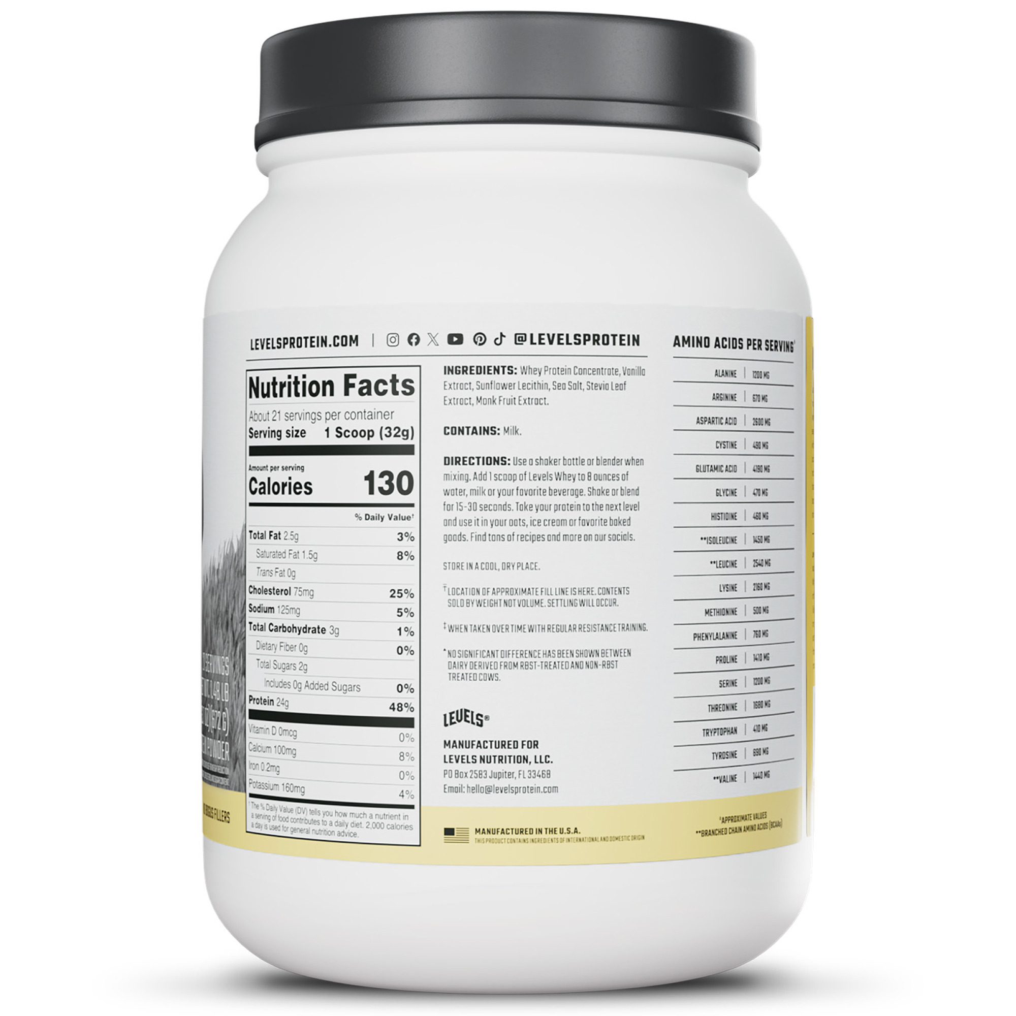 Levels Grass Fed Whey Protein Powder, Strawberry, 1.48 lbs photo 8