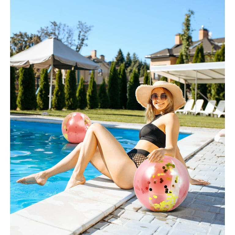 Inflatable Glitter Beach Ball Summer Water Ball Sequin Beach Balls For Summer Be