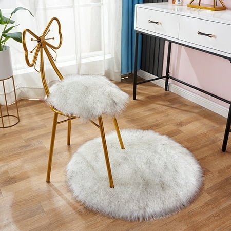 

Egebert Warm stool cushion Long plush round chair cushion Baby cushion White 12 inches 30 cm - white gray