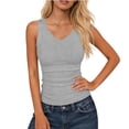 thumbnail image 2 of Ribbed Tank Top for Women Sleeveless V Neck Fitted Basic Top Soft Stretch Casual Slim Fit Solid Color Summer Layering Shirt for Daily Wear Gym Workout,Gray XXL, 2 of 6