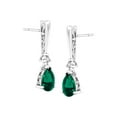 thumbnail image 2 of Women's Finecraft Created Emerald Teardrop Drop Earrings with Diamonds in Sterling Silver, 2 of 5
