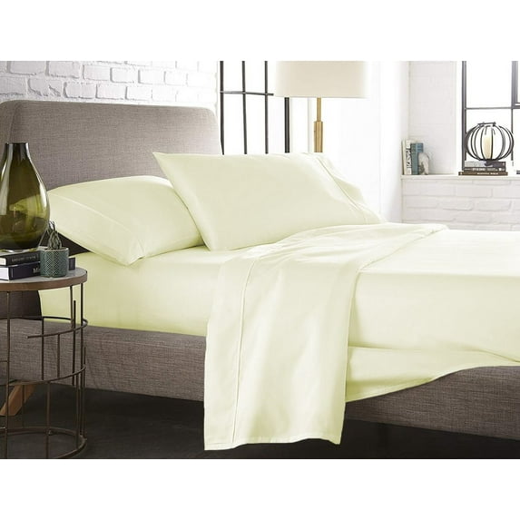 The Great American Store- 4PC (Twin, Solid Ivory) 21 Inch Deep Sheet Set, 600 TC Luxurious Cotton - Easy Care, Fade, Shrink and Wrinkle Resistant Bedding Sheet Set