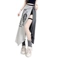 thumbnail image 5 of Side High Split Skirts for Women Breathable Dance Costume Fashion Asymmetrical Irregular Skirt Letter Print Skirt, 5 of 8