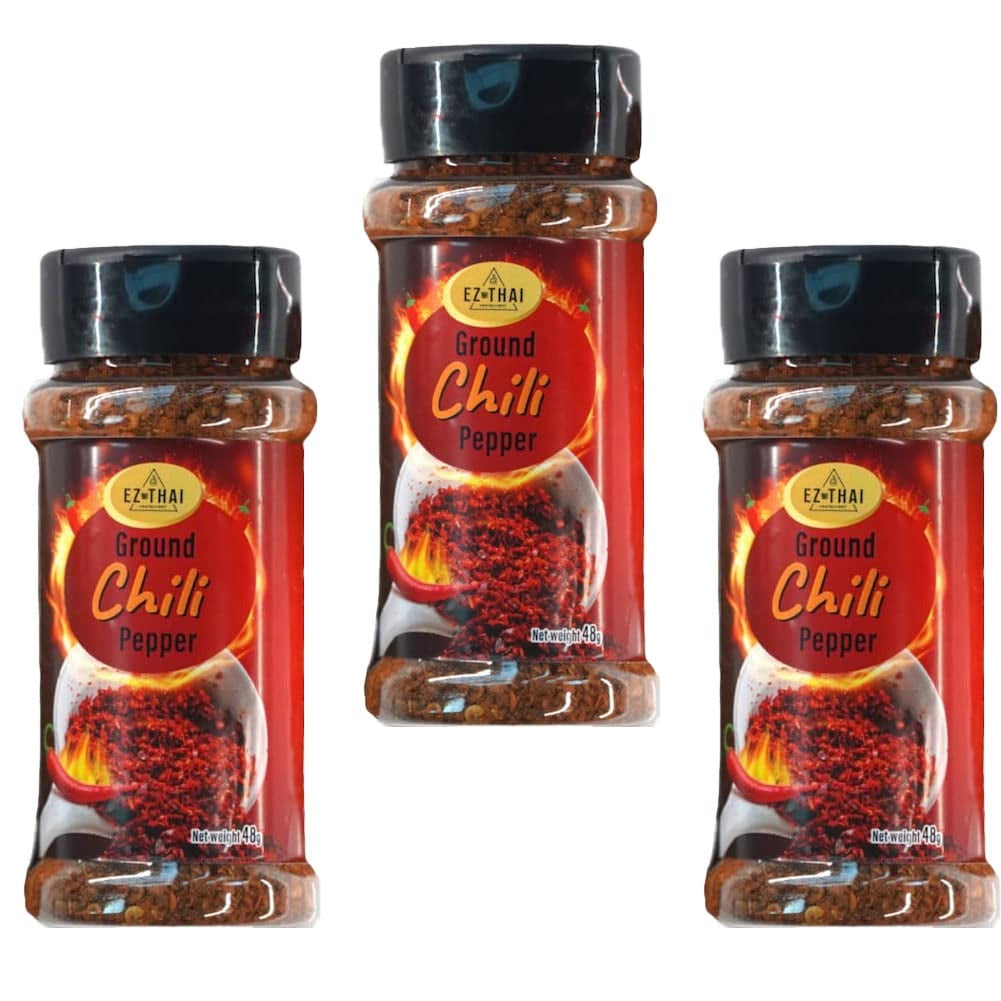 EZ THAI Set of 3 Crushed Thai Chili Pepper Flakes Spicy Seasoning for