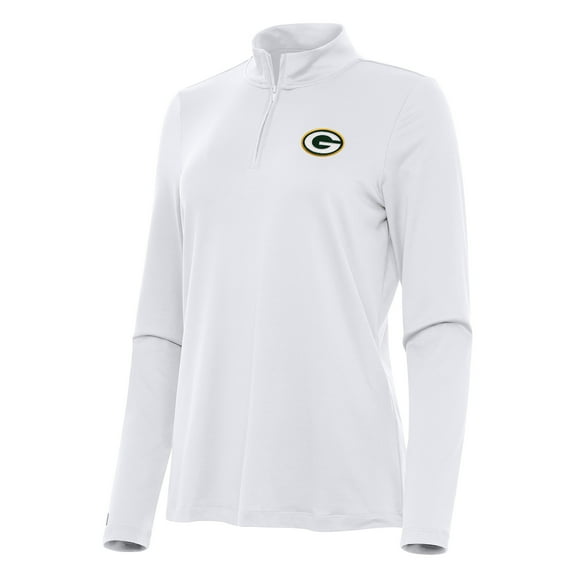 Women's Antigua White Green Bay Packers Reprocess Quarter-Zip Top