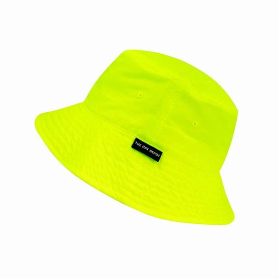 Kids Lightweight Packable Bucket Sun Hat – Quick Dry Nylon Polyester Hat for Boys and Girls, UV Protection, Outdoor Activity, Camping, Beach(4-6 yrs, Neon Yellow)