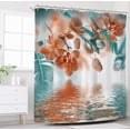 thumbnail image 3 of Teal and Orange Orchid Shower Curtain Reflection Floral Tropical Flower Leaf Painting Zen Decor Fabric Set Polyester Waterproof 72x72 Inch 12 Pack Plastic Hooks WW-T8X3, 3 of 6