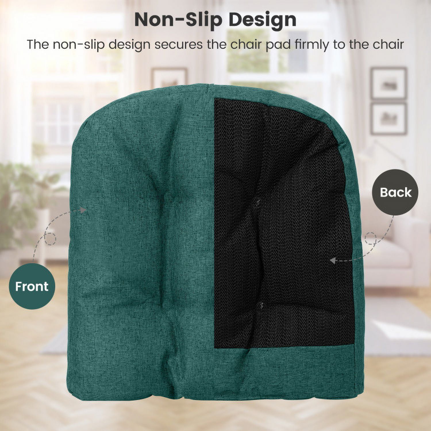 Aimee Lii 4 Pack 17.5" x 17" U-Shaped Chair Pads with Polyester Cover, Outdoor Patio Furniture, Green Aimee Lii 4 Pack 17.5" x 17" U-Shaped Chair Pads with Polyester Cover, Outdoor Patio Furniture, Green