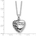 thumbnail image 4 of 925 Sterling Silver Cable Necklace with Pendants Chain Sentimental Expressions Antiqued Heart Remembrance Ash Holder 18 inch, 4 of 7