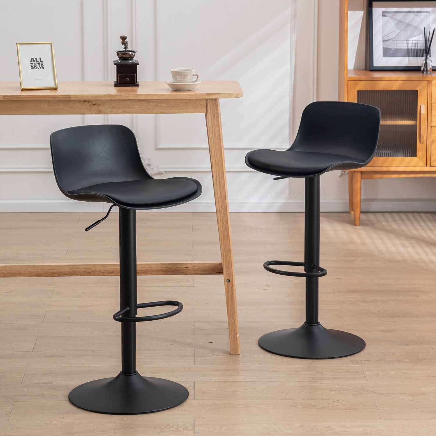 YOUNUOKE Bar Stools Modern Design Height Adjustable 360 Swivel PU