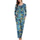thumbnail image 1 of Puntoco Conjuntos de pijama cómodos para mujer Conjunto de pijama con camisa de manga larga y pantalones casuales con estampado de moda para mujer con bolsillos, 1 of 5