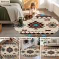 thumbnail image 6 of Round Rugs 6 Ft, Boho Southwest Non Slip Area Rugs for Kitchen Bedroom Entryway, Farmhouse Aztec Tribe Brown Blue Plaid Washable Carpet Runner Rug Floor Mats for Bedroom Home Decor, 6 of 9