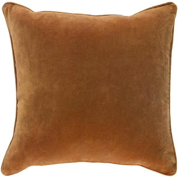 18" Burnt Orange Velvet Square Throw Pillow Down Filler