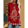 thumbnail image 4 of Camiseta de manga larga con estampado 3D para mujer, ropa de calle de gran tamaño con Árbol de Navidad, muñeco de nieve, Túnica, Tops, 4 of 5