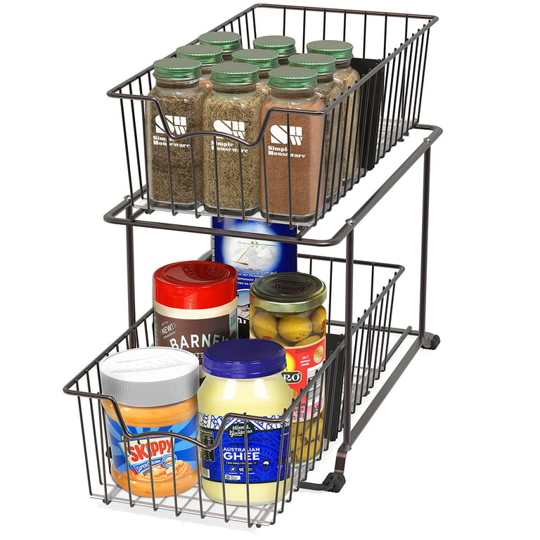 2 Tier Countertop Shelf Organizer Wire Basket Storage Container Bathroom  Rack