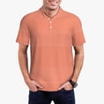 thumbnail image 2 of Balery Orange Gingham Printed Men’s Short Sleeve Polo Shirt, Midweight Men's Shirt,Golf Polo shirts -3X-Large, 2 of 8