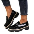 thumbnail image 4 of Wowcloth Women's Loafers - Round Toe Chunky Heel Platform Shoes with Retro Style for Casual Outfits, 4 of 9