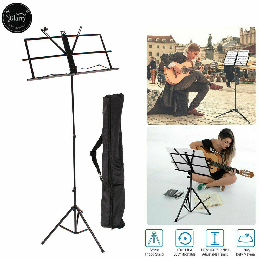 Adjustable Folding Music Stand Black w/ Carrying Bag Black Durable 