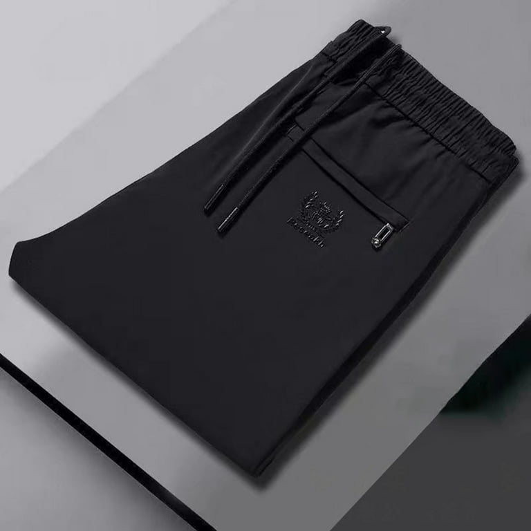 Fusipu Men Pants Solid Color Elastic Waist Loose Stretchy Fusipu Men Pants Solid Color Elastic Waist Loose Stretchy