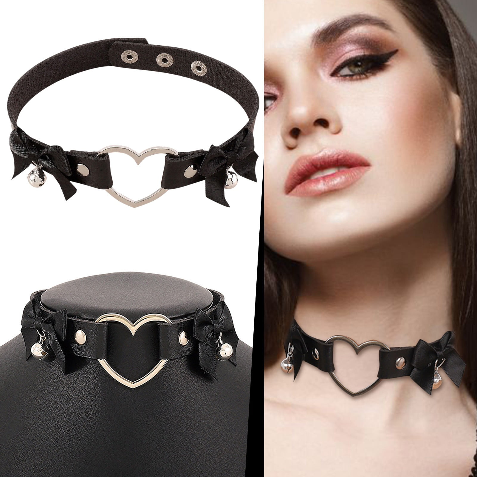 SONGER Black Leather Velvet Choker Necklace Layer Chockers Vintage Gothic  Jewelry Goth Necklace for Women
