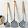 thumbnail image 1 of Kitchen Utensil Non Stick Wooden Handle Soup Ladle Frying Spatula Shovel Slotted Spoon Silicone Cooking Kitchen Cooking Tool, 1 of 3