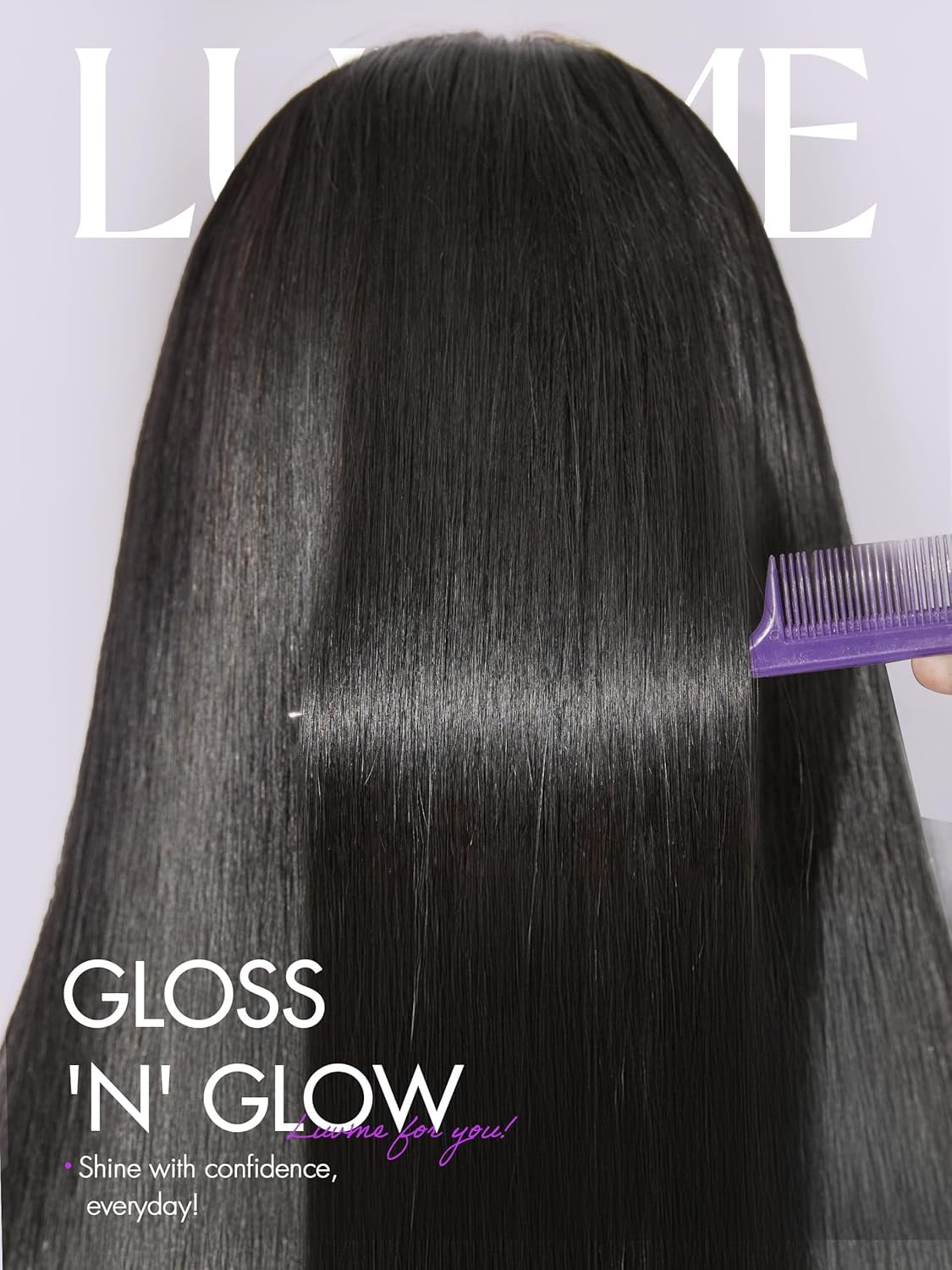 LUVME 100% Human Hair 5x5 Lace Front 18" Straight Wigs Glueless Pre Cut Plucked Long Black Closure for Women
